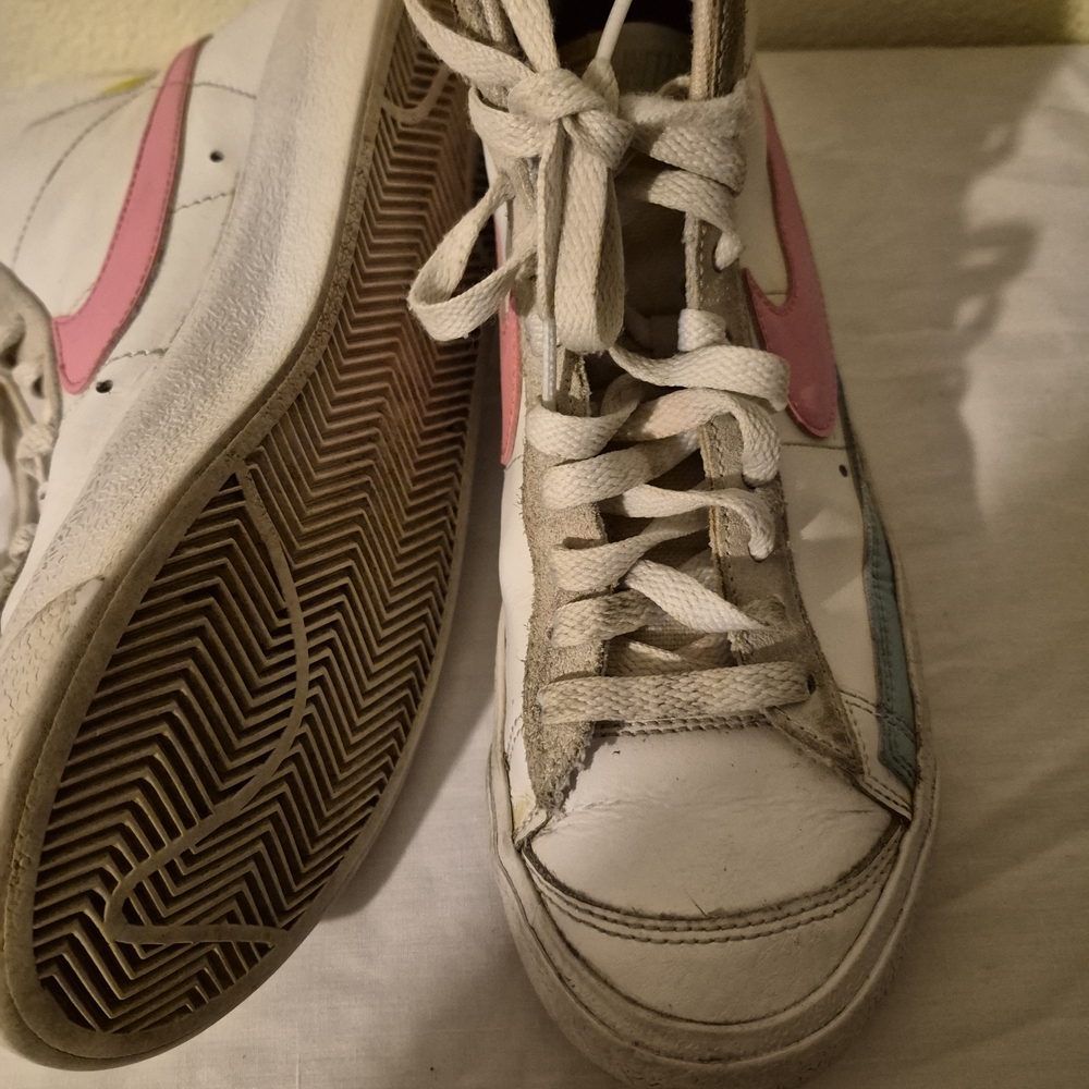 Nike  High-Top Sneakers - White, Pink, and Yellow - Picture 4 of 5